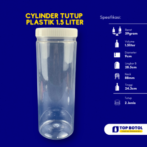 JAR CYLINDER 1500ML TUTUP PLASTIK